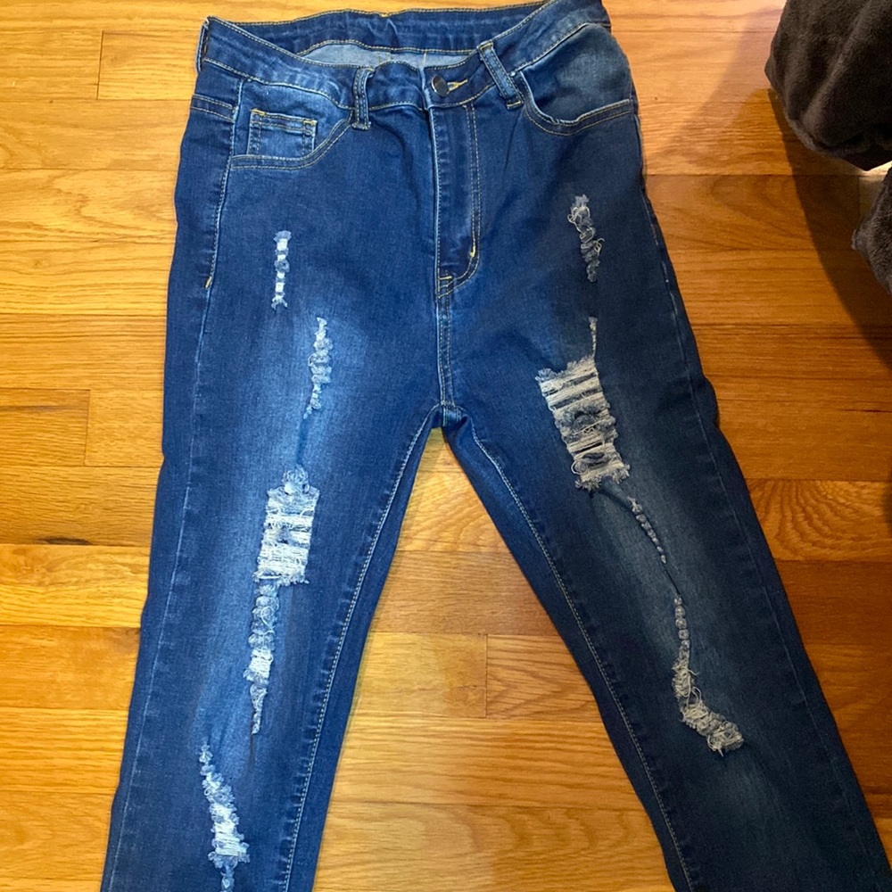 SHEIN high waist ripped skinny jeans